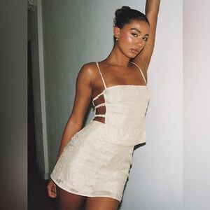 Princess Polly floral jacquard mini set - cream